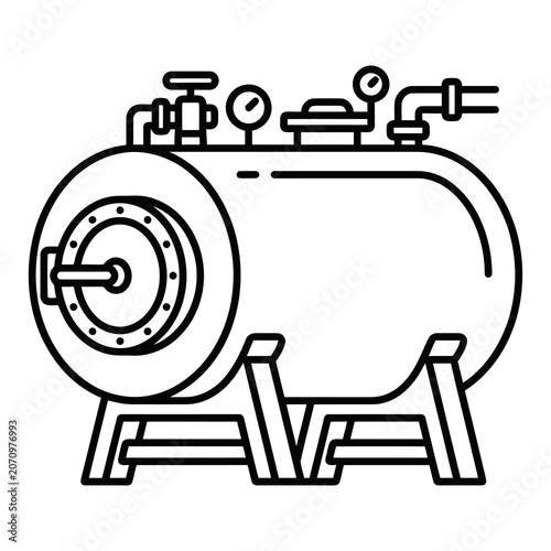 Industrial Boiler Tank Vector Icon Illustration.
