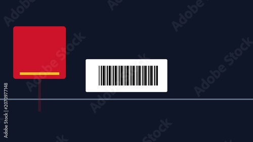 Minimalist barcode scanning animation for retail and e-commerce technology digital