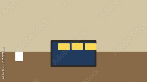 Minimalist kanban board animation with moving sticky notes for project management and task tracking agile workflow