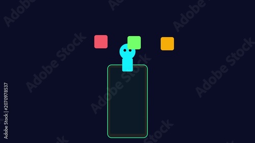 Minimalist ui animation of smartphone app interaction and digital navigation mobile app user interface