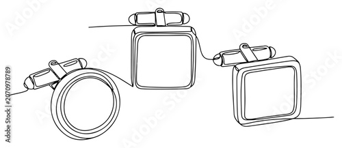 Tableau sur toile Elegant men's cufflinks continuous line drawing, luxury fashion accessories and
