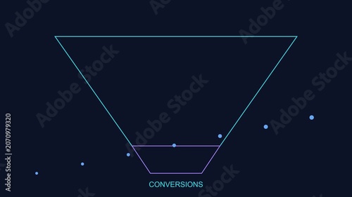 Sales funnel conversion process animation with moving data points for digital marketing and business growth strategy