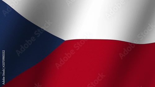 Czech Republic Flag Waving: The national flag of the Czech Republic, a striking emblem of red, white, and blue, ripples gracefully in the wind, symbolizing national pride and identity.