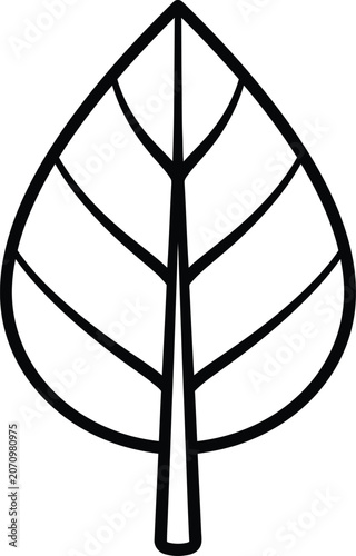 Simple black leaf illustration with veins