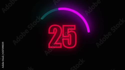 30 Second Neon Countdown Timer with Circular Progress Bar