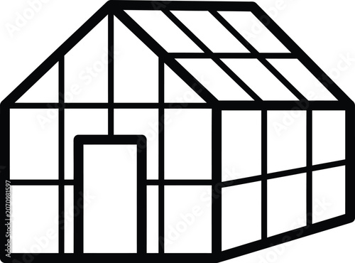 Simple black and white house illustration with attic windows
