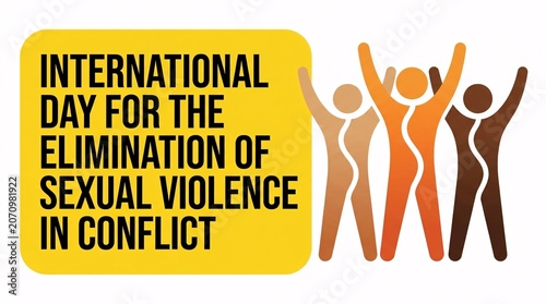 A graphic poster promoting the International Day for the Elimination of Sexual Violence in Conflict
