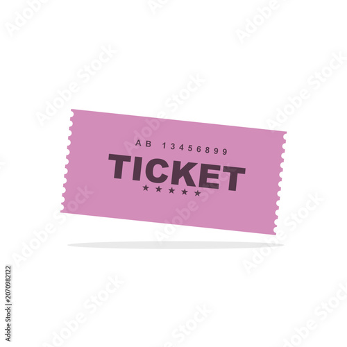 Pink admission ticket stub with perforated edges and simple design for events and cinema admission perforated