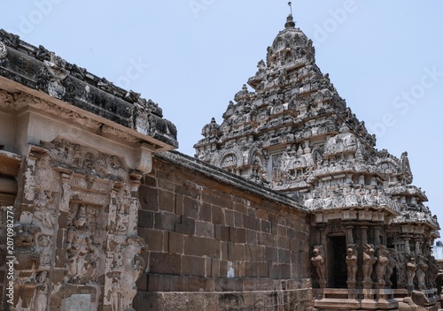 The Kailasanatha Temple in Kanchipuram, Tamil Nadu, South India is an ancient and one of the most impressive architectural monuments.