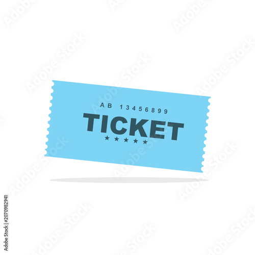 Blue admission ticket stub with perforated edges and simple design for events and cinema admission perforated