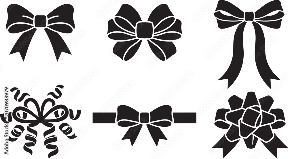 Obraz premium Decorative Gift Ribbon Bows Icon Set