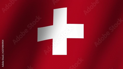 Swiss Flag: The national flag of Switzerland, featuring a bold white cross on a crimson red field, waves proudly.