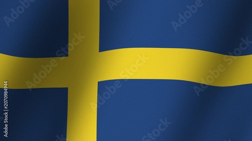 Swedish Flag: A close-up view of the vibrant Swedish flag, its bold yellow cross stark against a deep blue background, symbolizing national pride and identity.