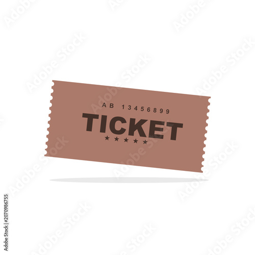 Brown admission ticket stub with perforated edges and simple design for events and cinema admission perforated