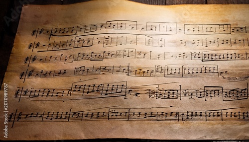 a timeless melody handwritten music sheet on aged paper black ink notes on brown paper musical score sheet music musical notation classical music