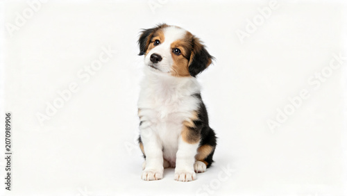 Fluffy tricolor puppy
