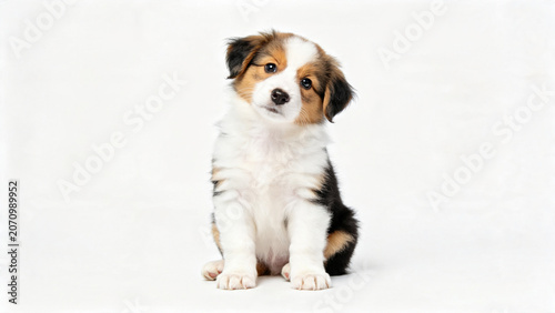 Fluffy tricolor puppy
