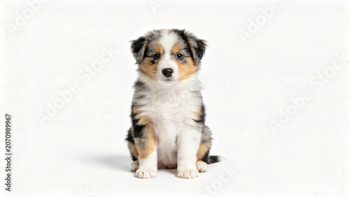 Fluffy tricolor puppy
