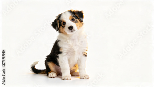 Fluffy tricolor puppy
