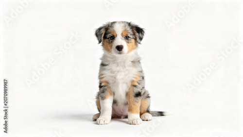 Fluffy tricolor puppy

