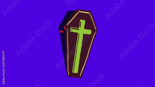Coffin open and close motion animation on chromakey