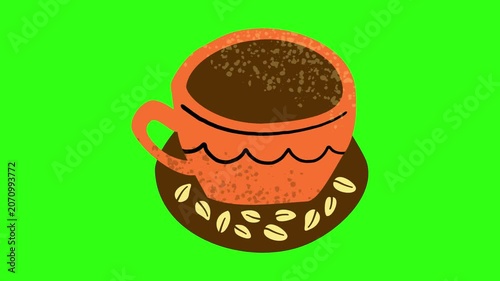 Coffee and coffee beans serving animation 