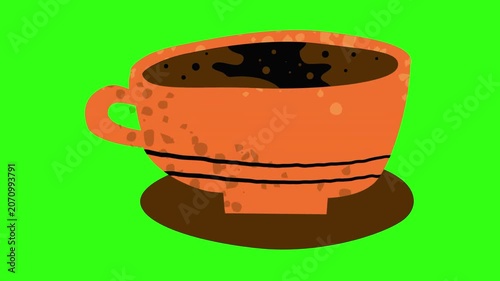 Espresso coffee in a cup cartoon animation 