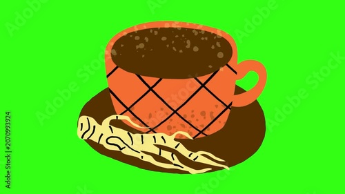 Ginger coffee serving in a cup animation 