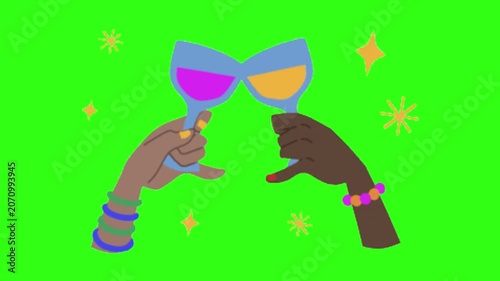Hold the glass and cheers motion animation