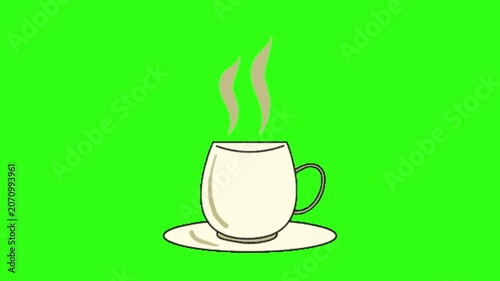 Hot beverage in a cup with steam animation 
