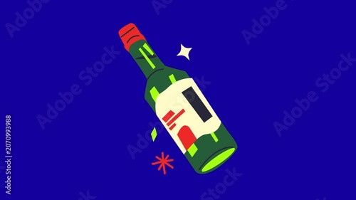 Korean alcohol bottle with blink effect animation 