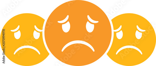 Cuadro en lienzo Three emoticon faces expressing anger and frustration together