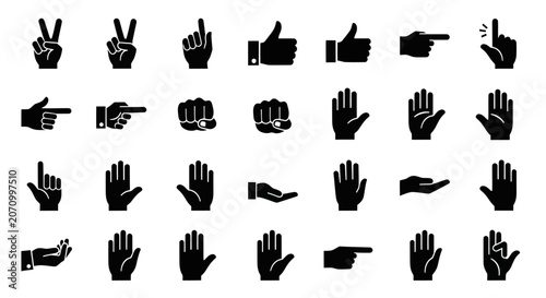 Bild auf Leinwand A collection of various hand gestures and signs are displayed.