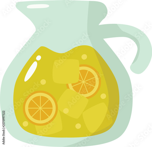 Glass Pitcher Of Lemonade With Lemon Slices