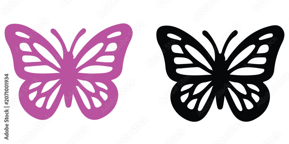 Fototapeta premium Purple and black butterfly icons