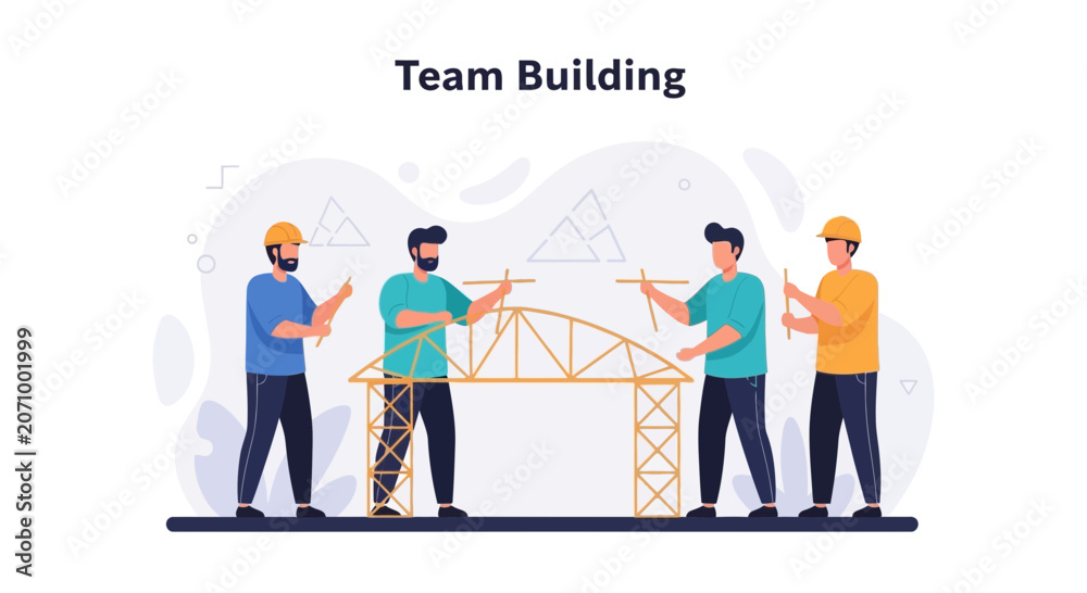 Fototapeta premium Team Building Construction Project Collaboration Vector Illustration