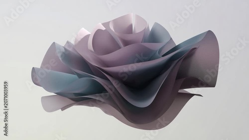 Abstract waving layers flowing slowly and forming an elegant organic shape on a white background, concept of beauty and calm
