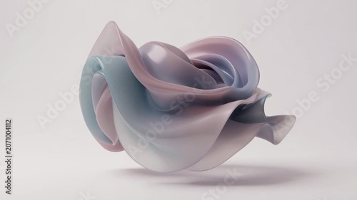Abstract wavy cloth shape floating and transforming in elegant pastel colors isolated on a white background. Looping animation