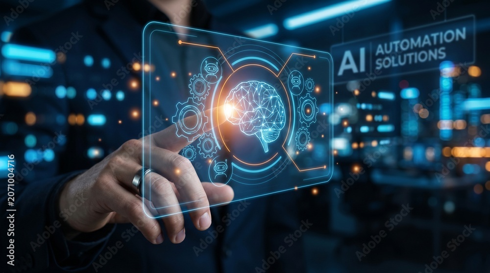 Fototapeta premium AI automation solutions touch screen concept