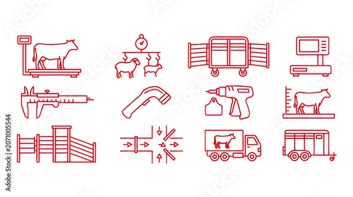 Livestock weighing and monitoring equipment icons