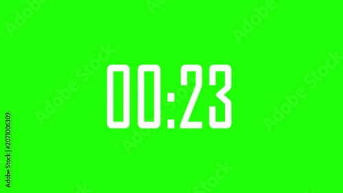 1 Minute Countdown Timer Animation White Text on Green Background
