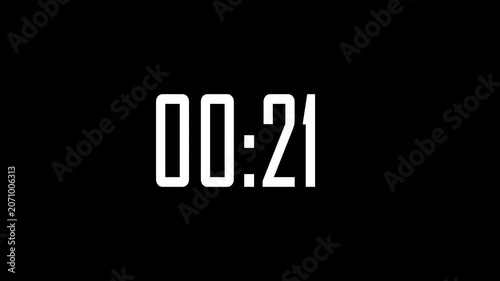 1 Minute Countdown Timer Animation White Text on Black Background

