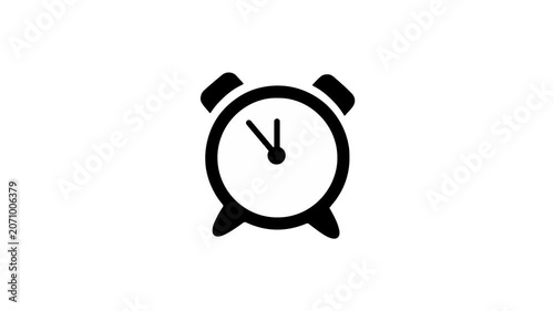 Black Clock Icon Spinning Fast with Shake Effect on White Background
