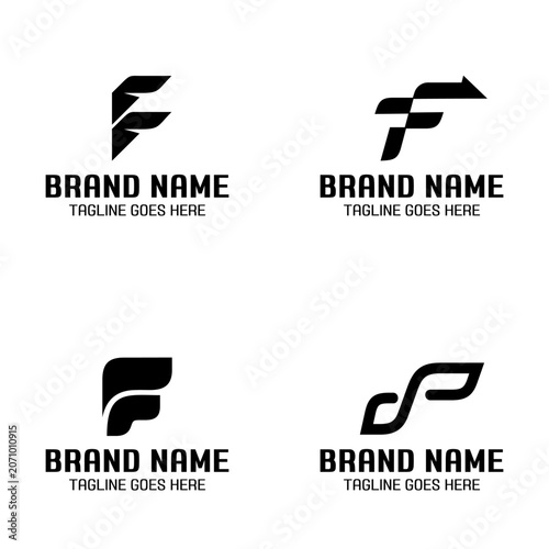 Initial letter F. Logo design set collection