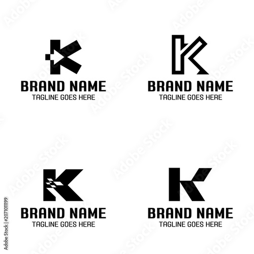 K letter logo set in simple monochrome style