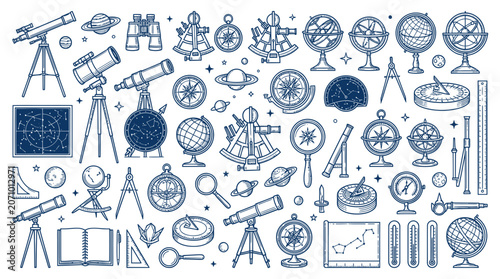 Fotografía Vintage scientific and navigational astronomy instruments collection