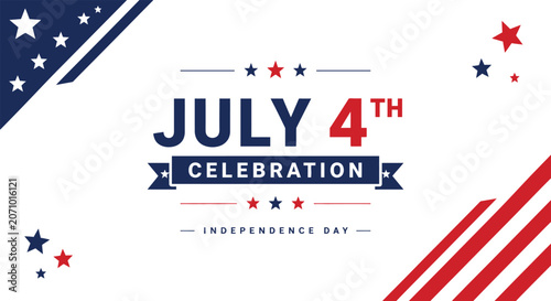 July 4th independence day celebration graphic with stars and stripes