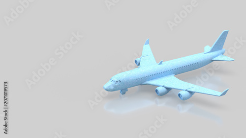 Minimal Blue Passenger Airplane Model In Studio 3d Render.