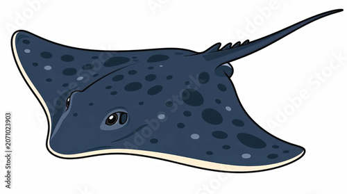 Dark Blue Spotted Sting Ray Fish.
