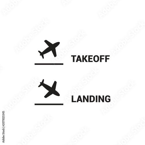 vector flat icon design of airplane taking off and landing